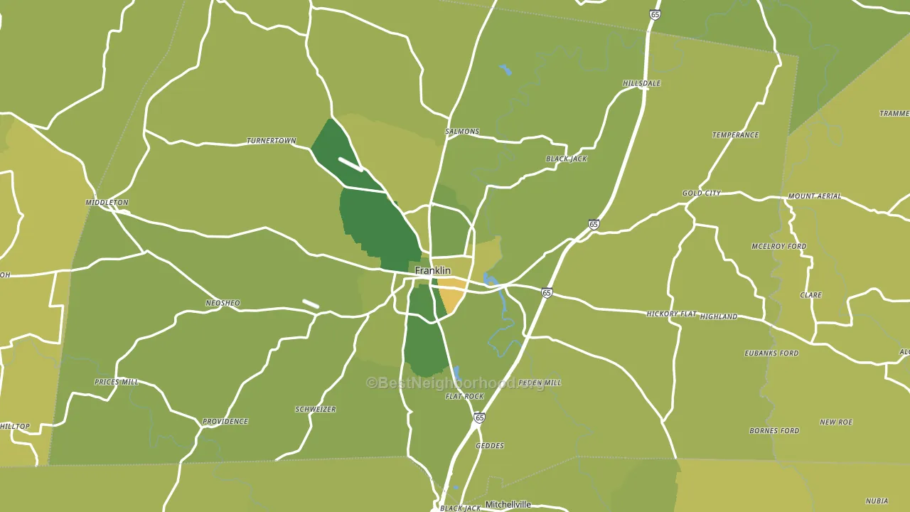 Franklin, KY block-group voter-turnout map