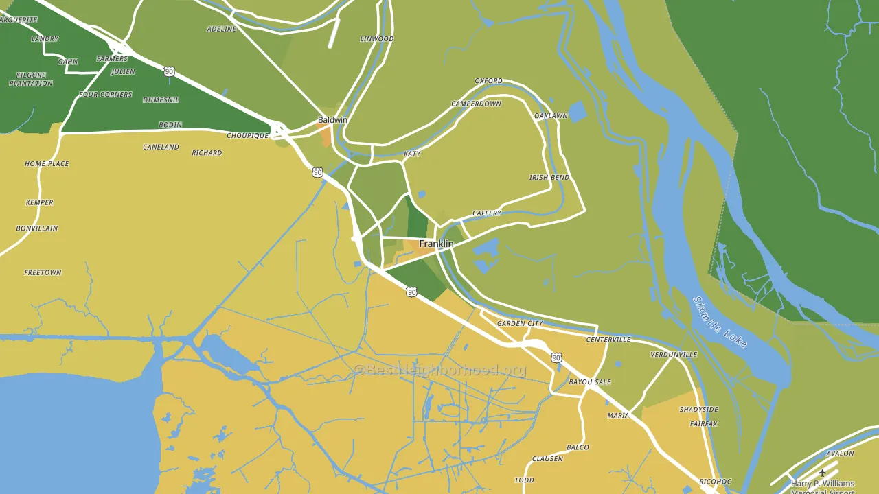 Franklin, LA block-group voter-turnout map