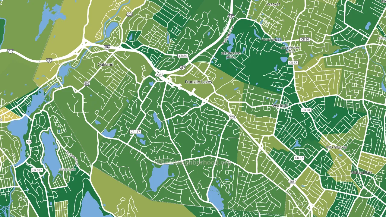 Franklin Lakes, NJ block-group voter-turnout map