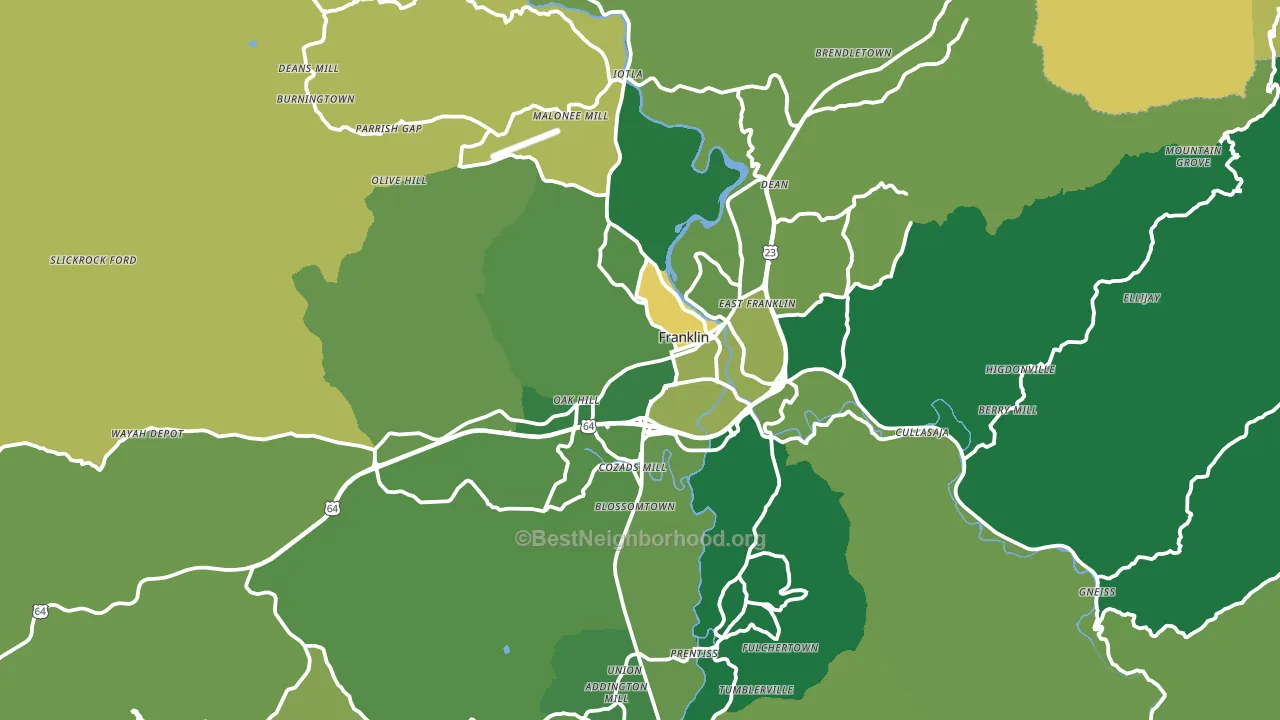 Franklin, NC block-group voter-turnout map