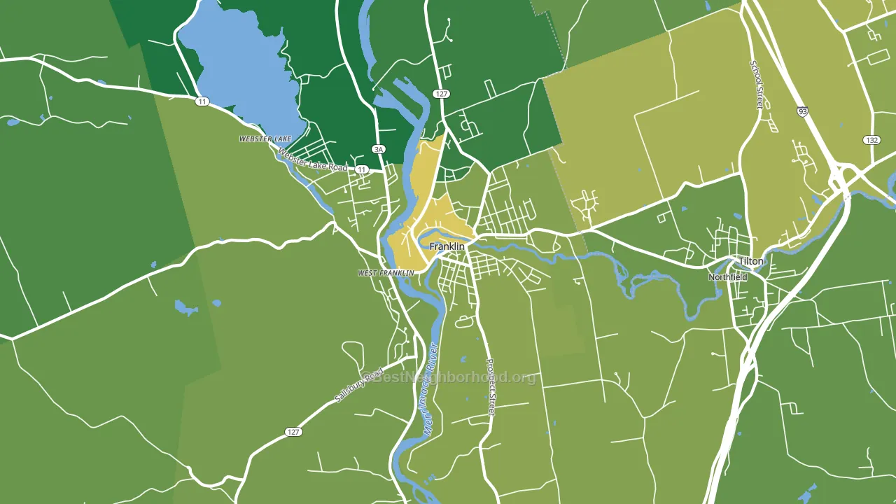 Franklin, NH block-group voter-turnout map