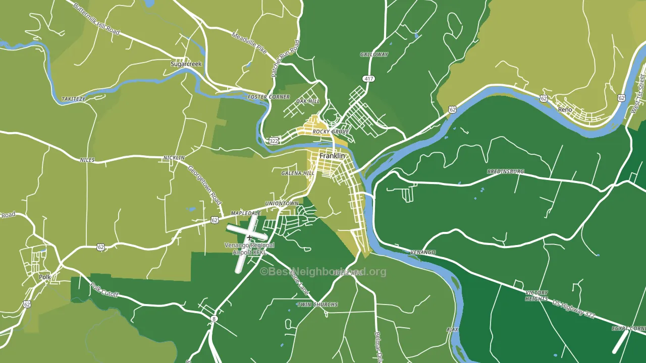 Franklin, PA block-group voter-turnout map