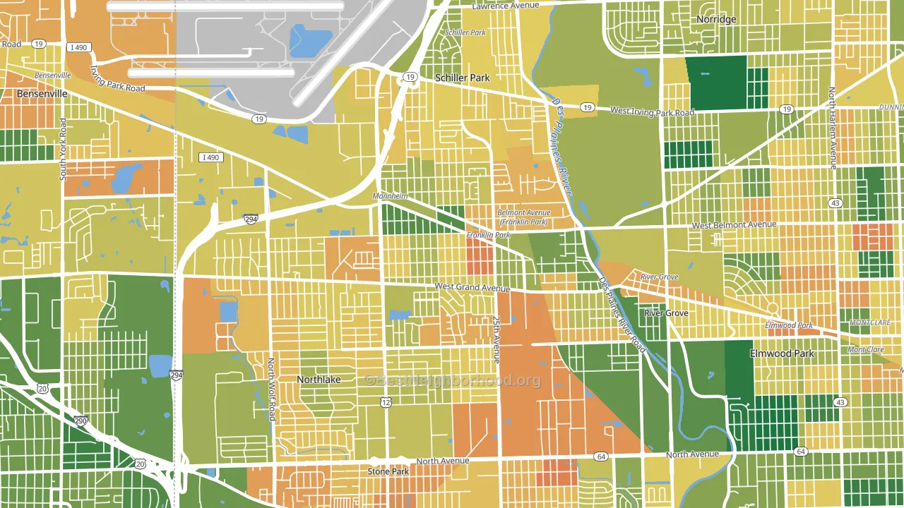 Franklin Park, IL block-group voter-turnout map