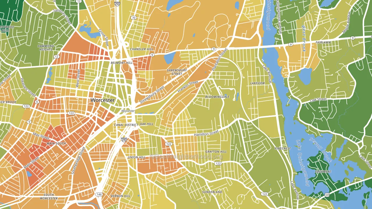 Franklin Plantation, Worcester, MA block-group voter-turnout map