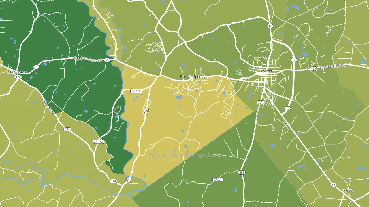 Franklin Springs, GA block-group voter-turnout map