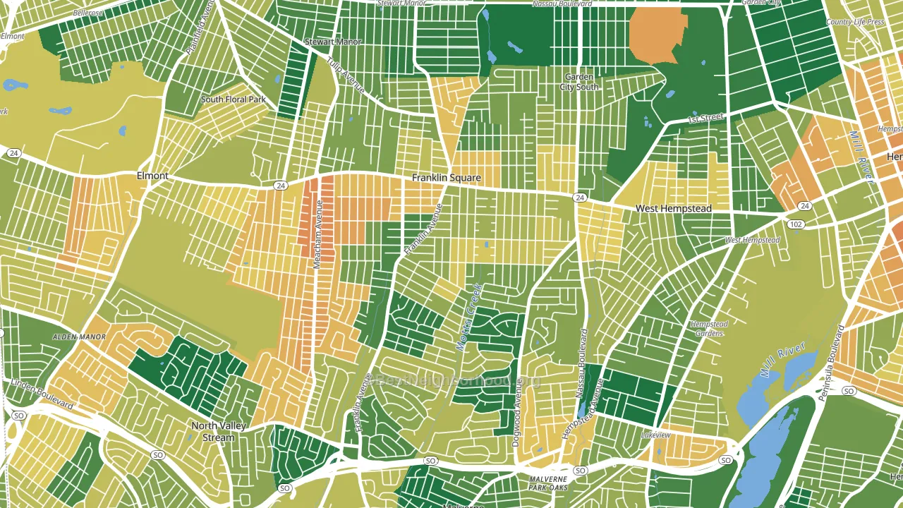 Franklin Square, NY block-group voter-turnout map
