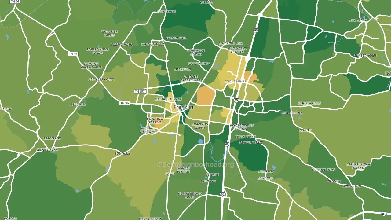 Franklin, TN block-group voter-turnout map