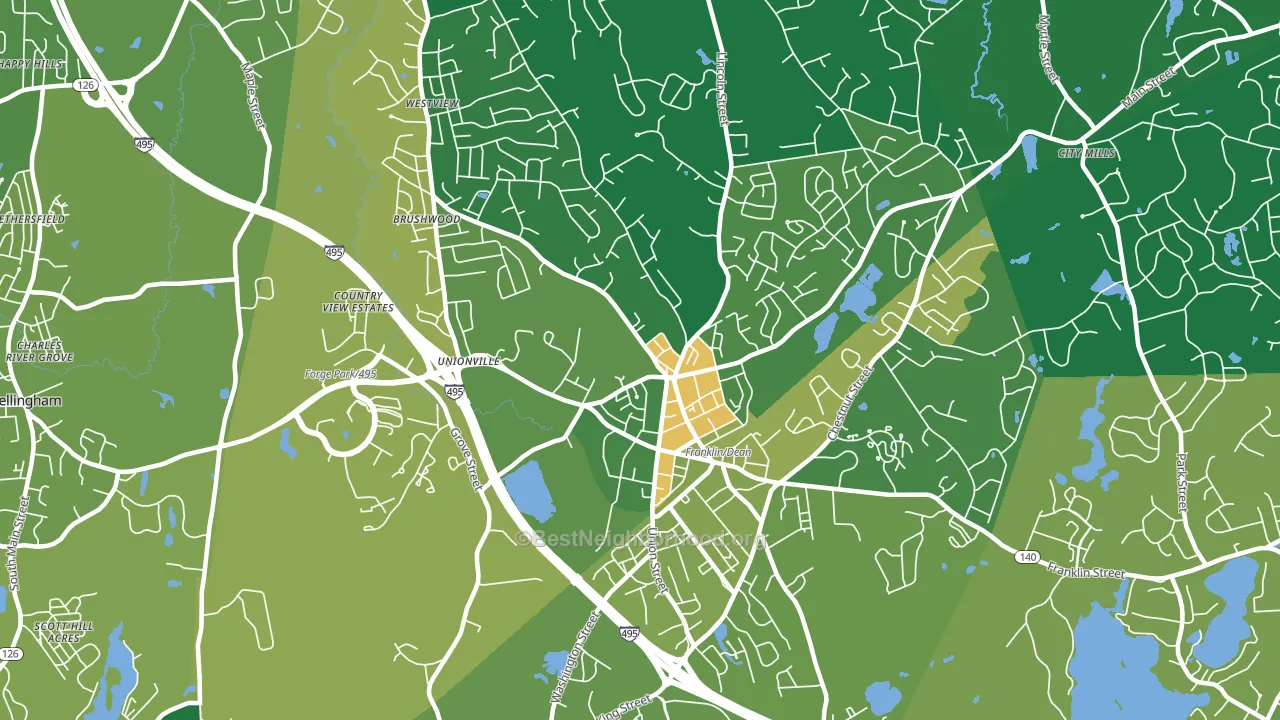 Franklin Town, MA block-group voter-turnout map