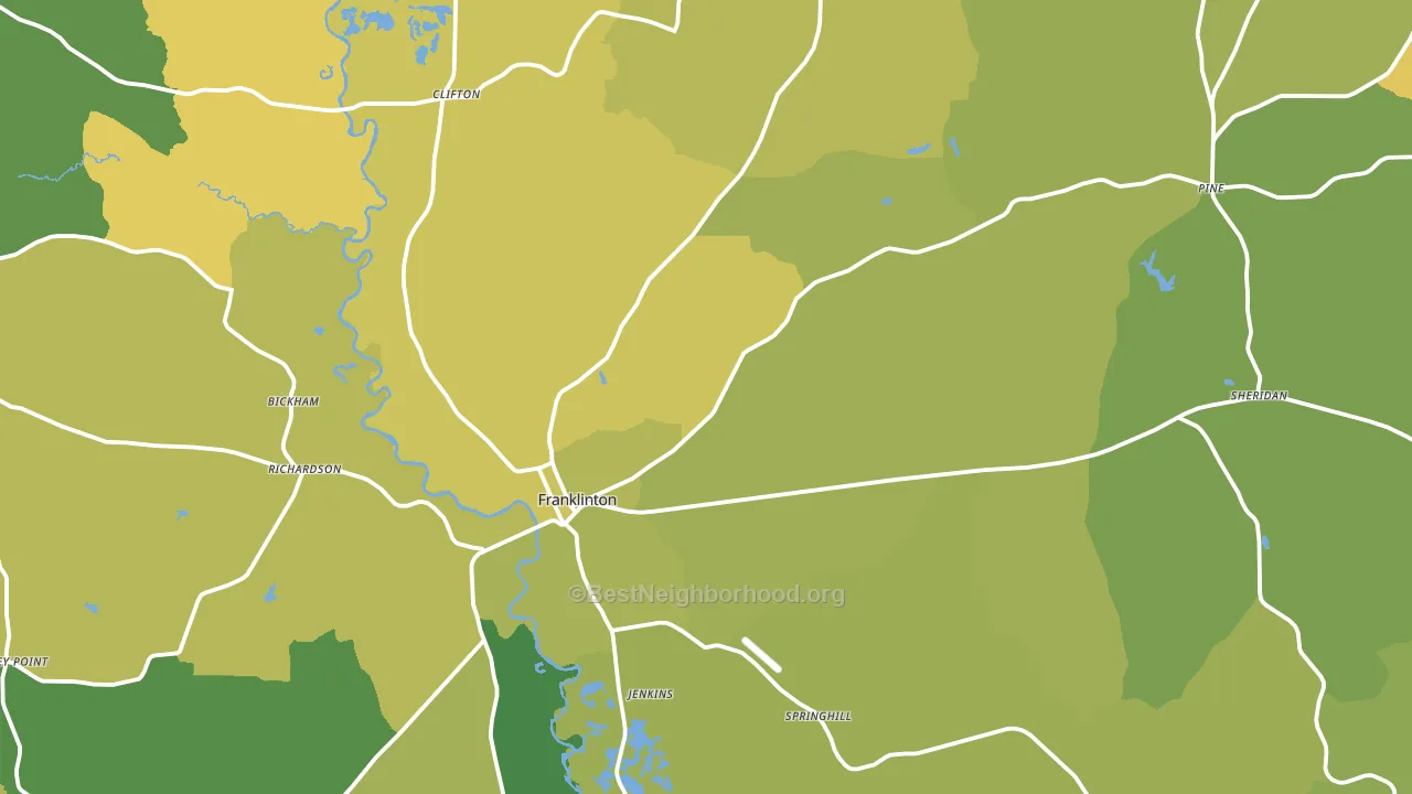 Franklinton, LA block-group voter-turnout map