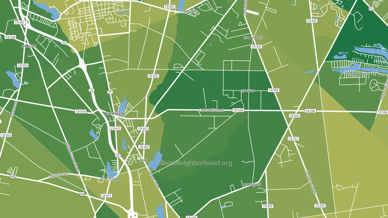 Franklinville, NJ block-group voter-turnout map