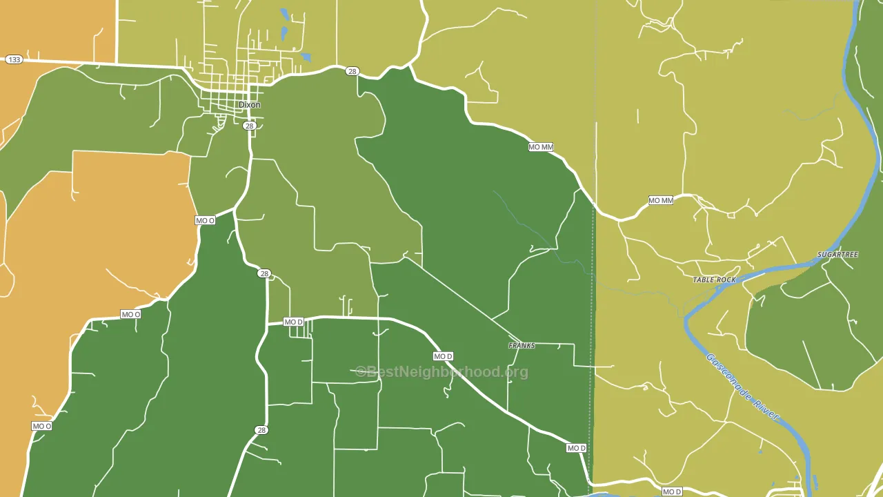 Franks, MO block-group voter-turnout map
