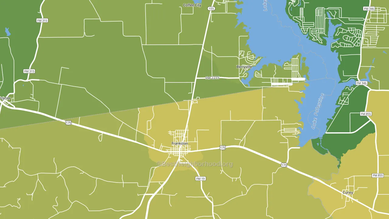 Frankston, TX block-group voter-turnout map
