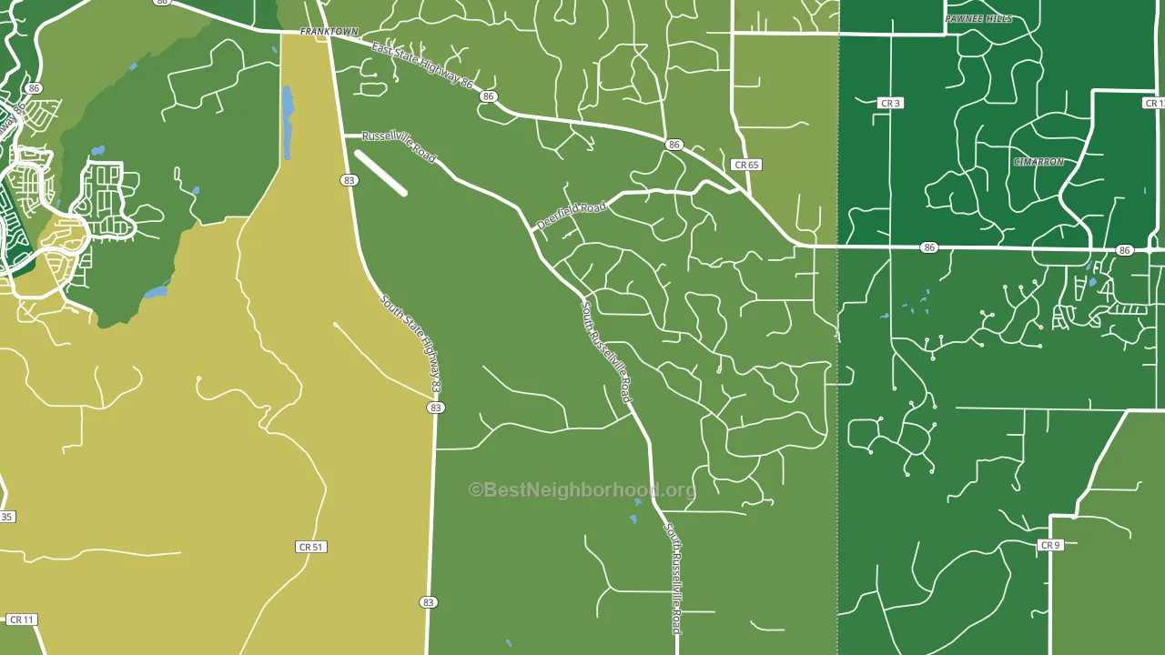 Franktown, CO block-group voter-turnout map