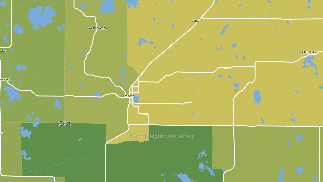Frederic, WI block-group voter-turnout map