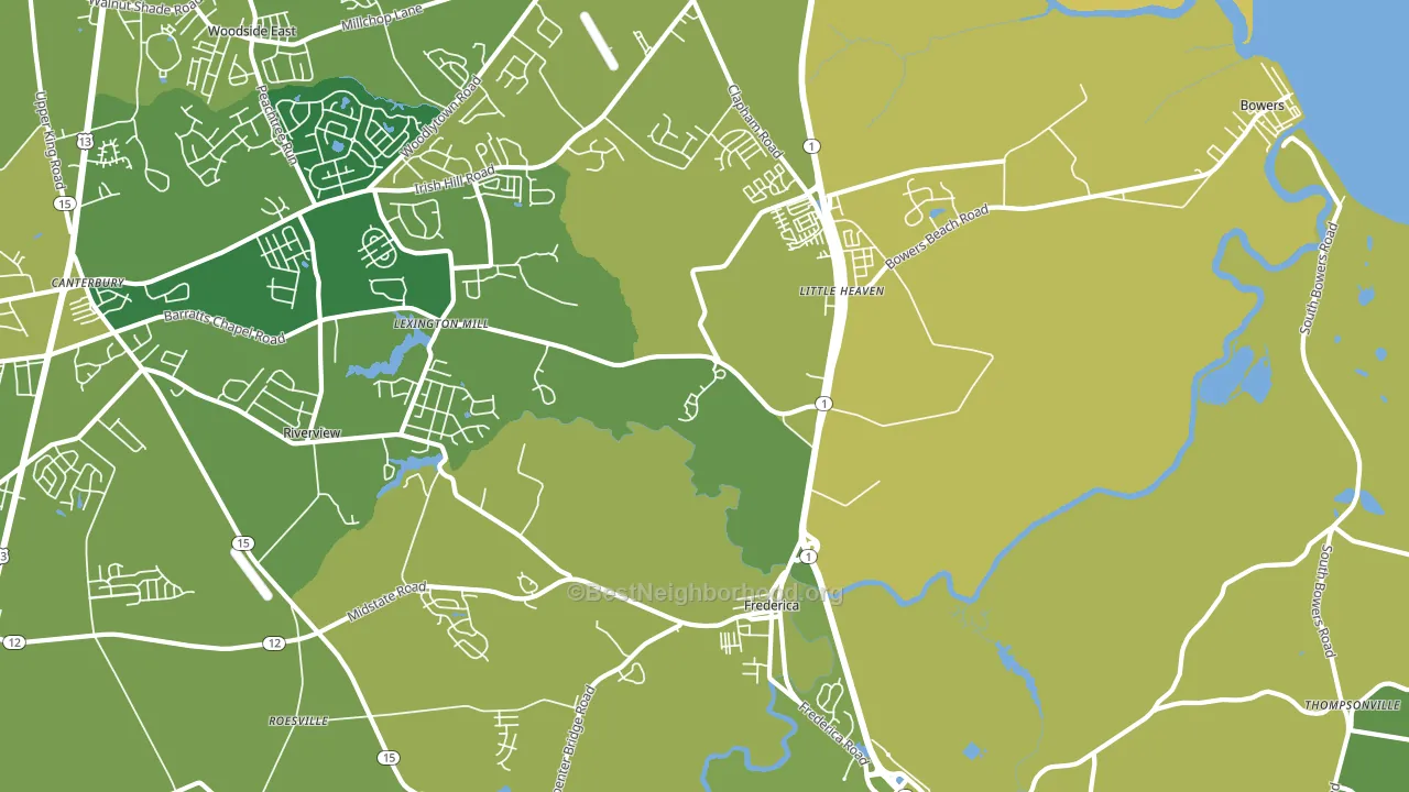 Frederica, DE block-group voter-turnout map