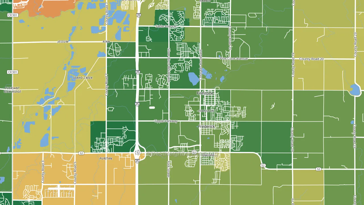 Frederick, CO block-group voter-turnout map