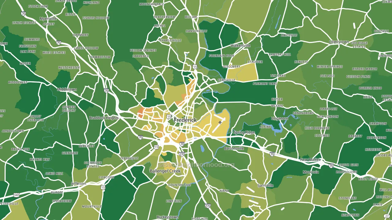 Frederick County, MD block-group voter-turnout map