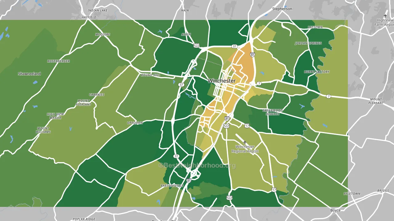 Frederick County, VA block-group voter-turnout map