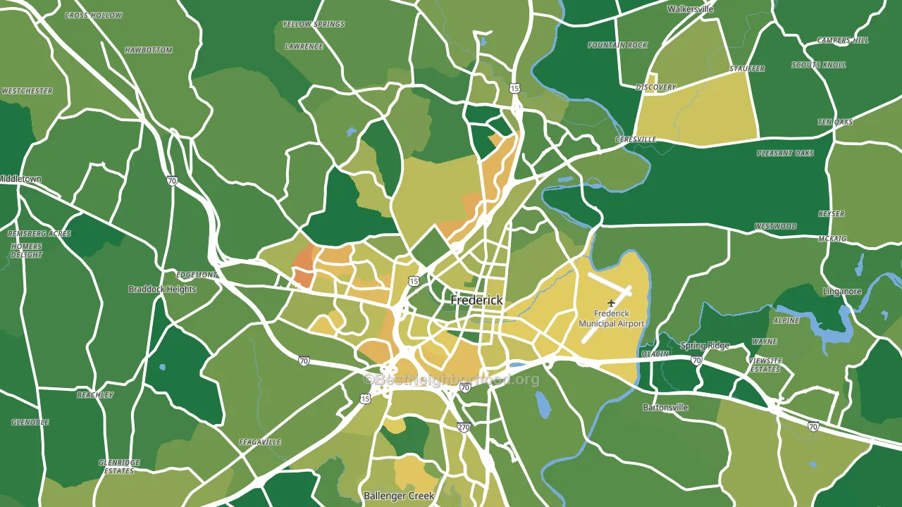 Frederick, MD block-group voter-turnout map