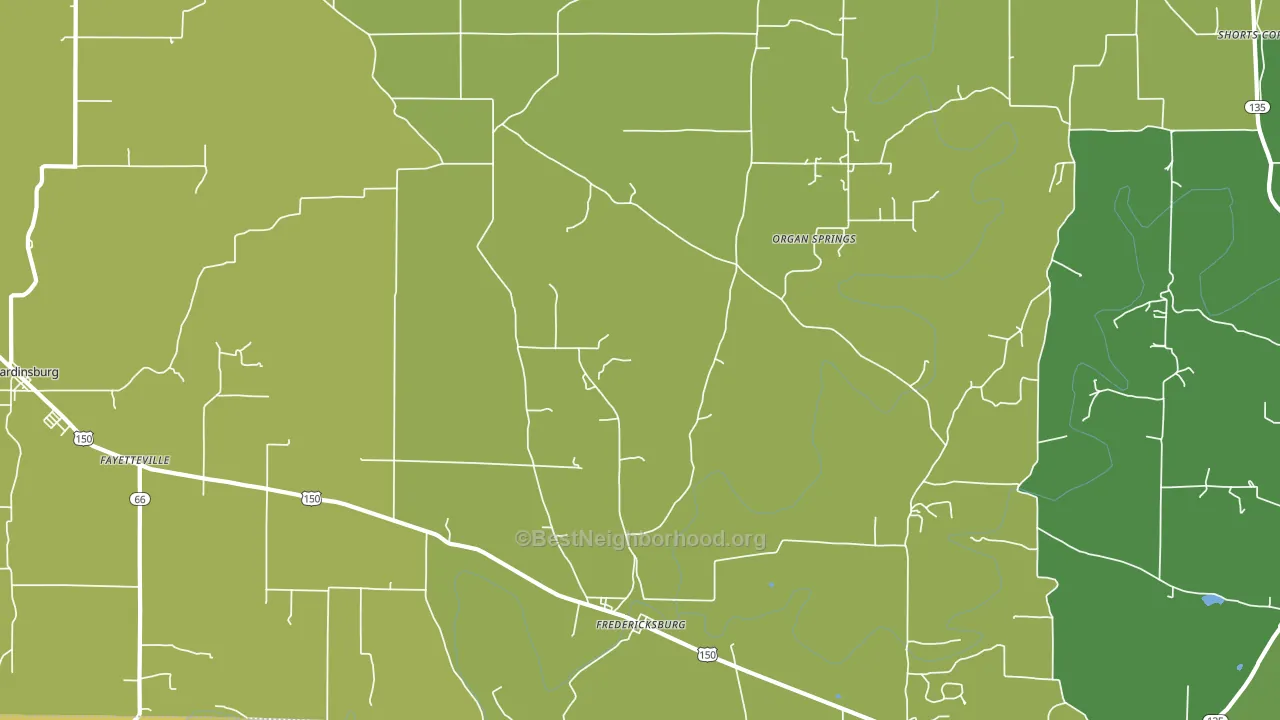 Fredericksburg, IN block-group voter-turnout map