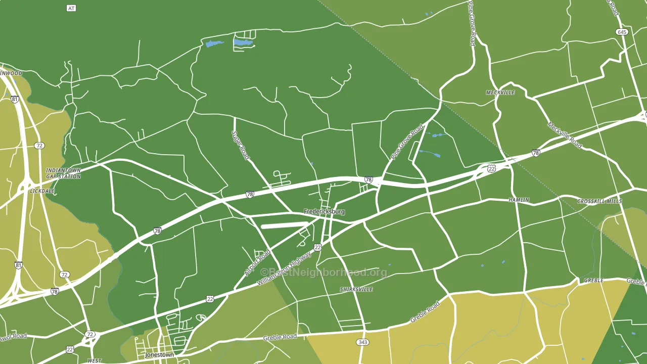 Fredericksburg, PA block-group voter-turnout map