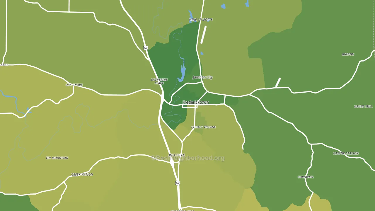 Fredericktown, MO block-group voter-turnout map