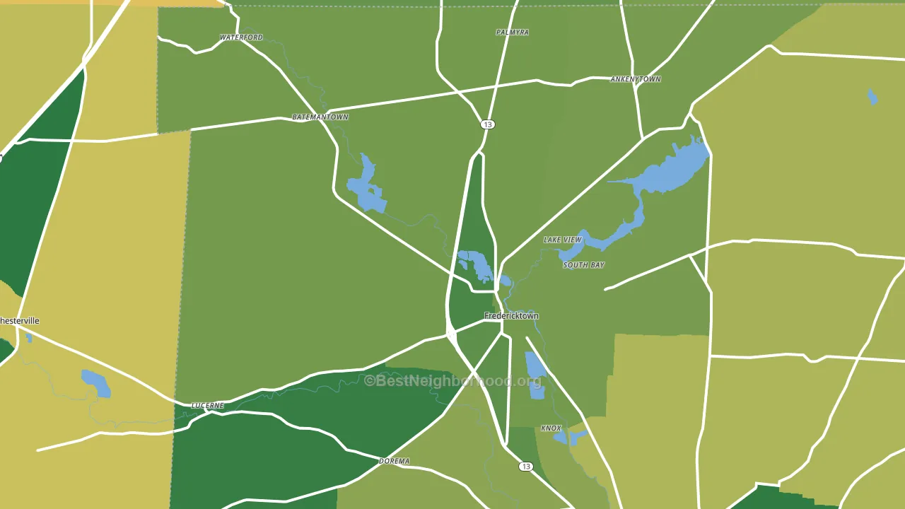 Fredericktown, OH block-group voter-turnout map
