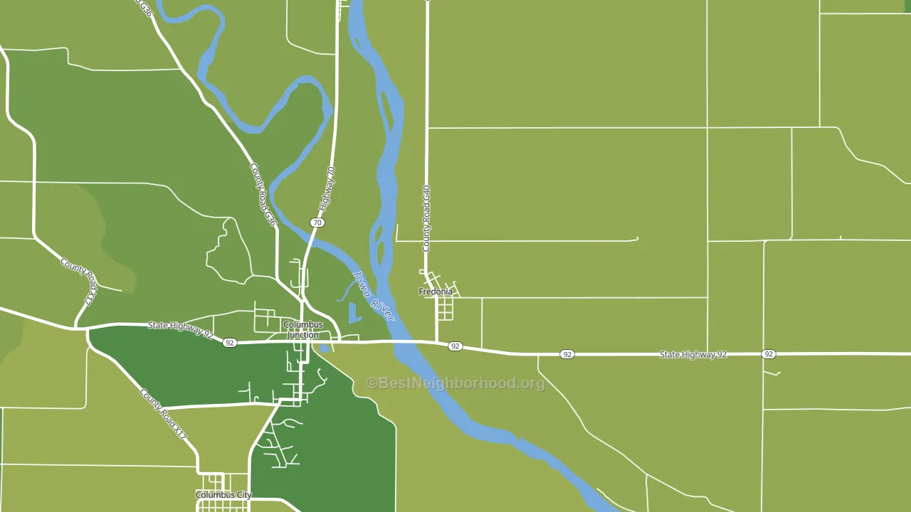 Fredonia, IA block-group voter-turnout map
