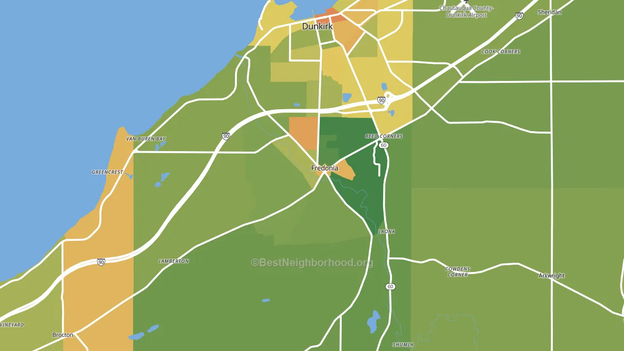 Fredonia, NY block-group voter-turnout map