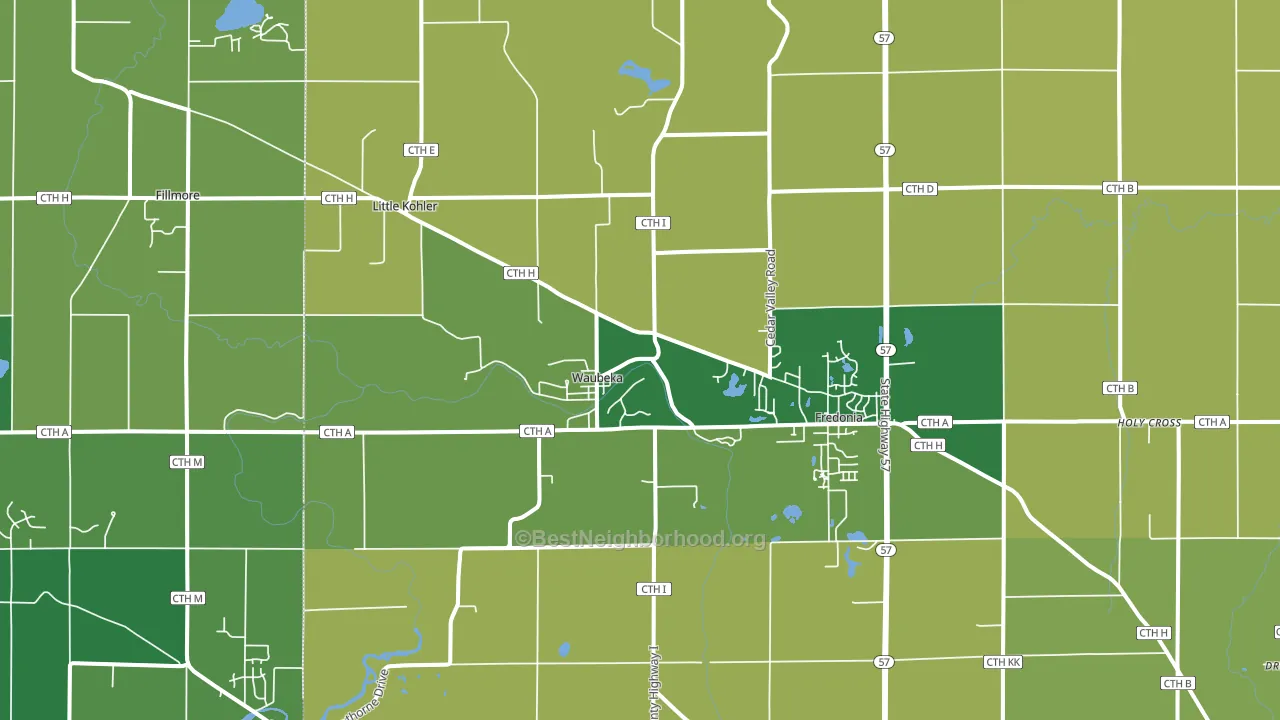 Fredonia, WI block-group voter-turnout map