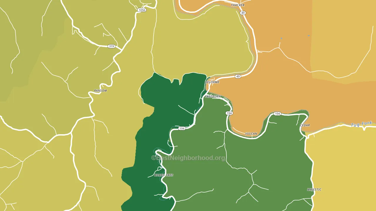 Freeburn, KY block-group voter-turnout map