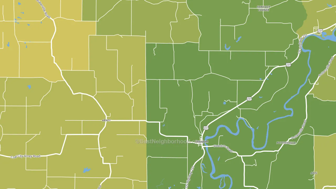 Freedom, IN block-group voter-turnout map