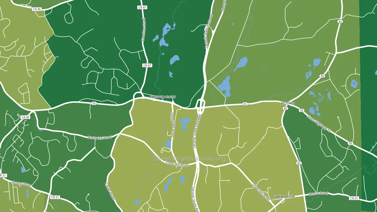 Freedom Plains, NY block-group voter-turnout map