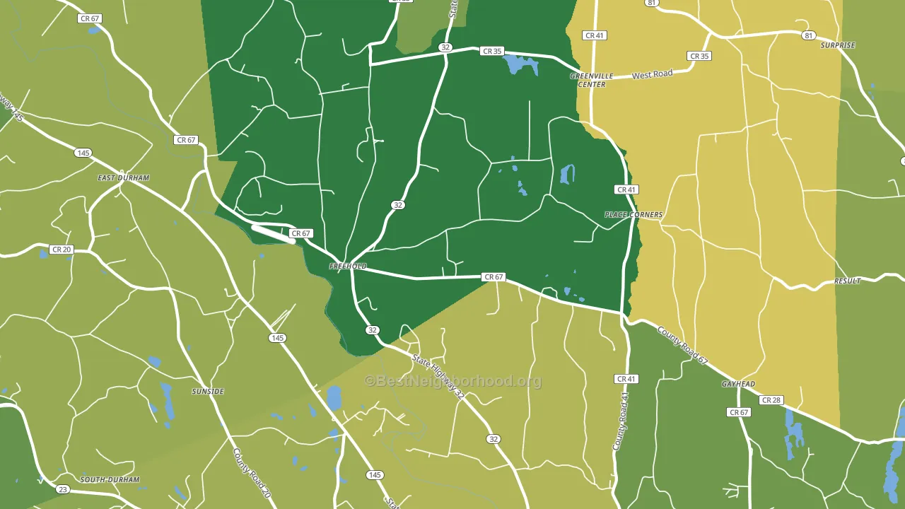 Freehold, NY block-group voter-turnout map
