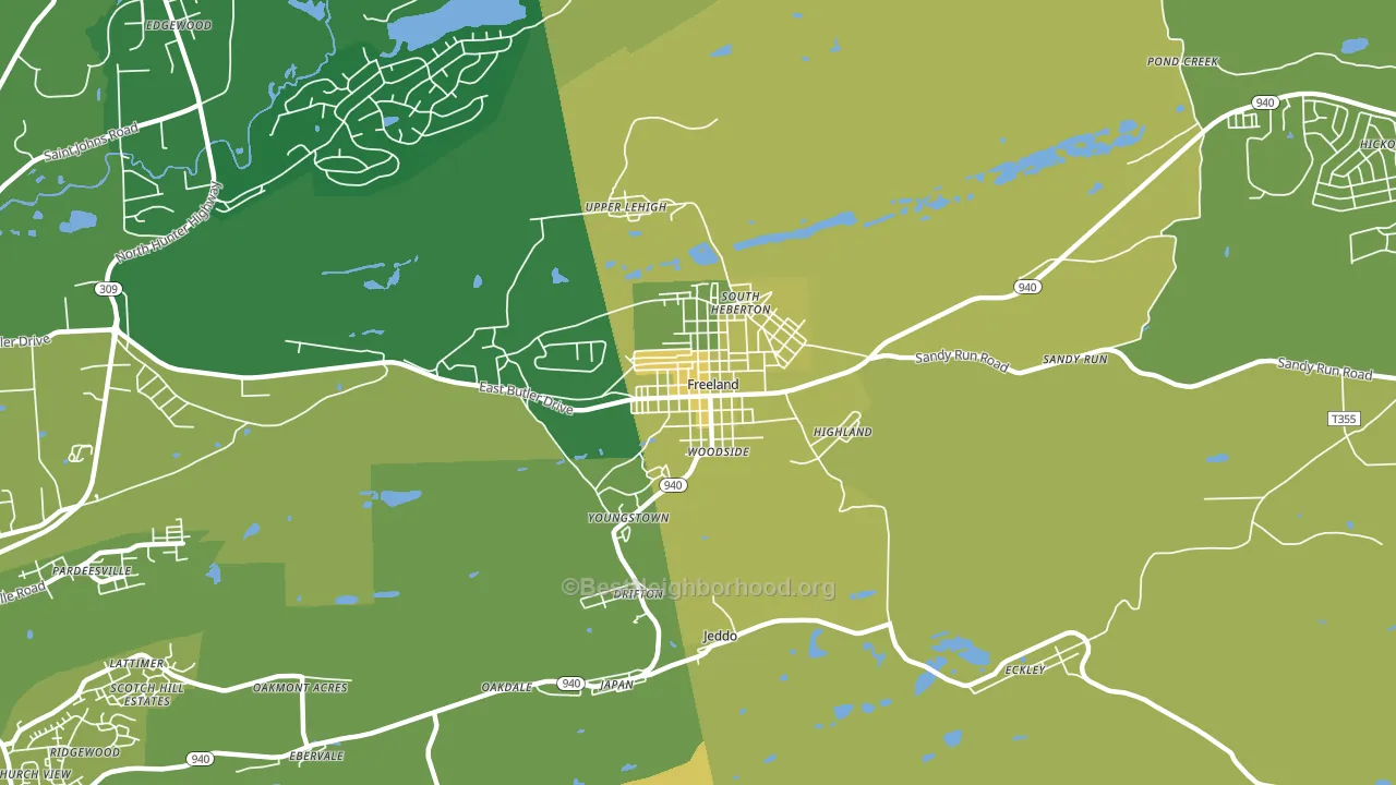 Freeland, PA block-group voter-turnout map