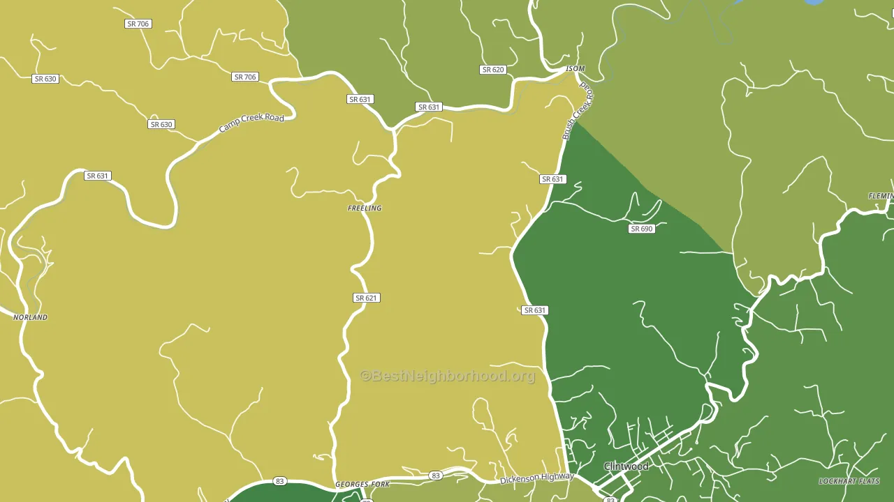 Freeling, VA block-group voter-turnout map