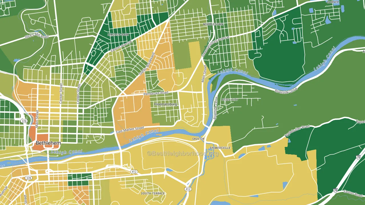 Freemansburg, PA block-group voter-turnout map