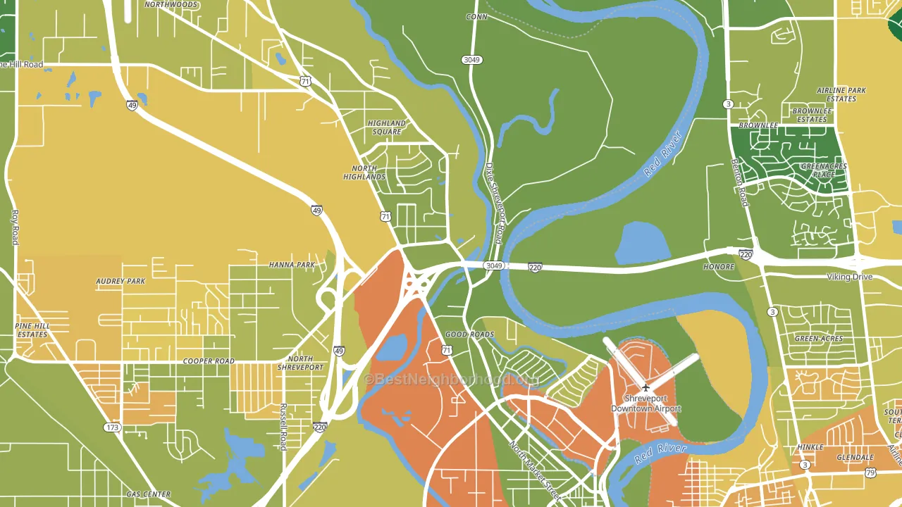 Freestate-North Highlands, Shreveport, LA block-group voter-turnout map