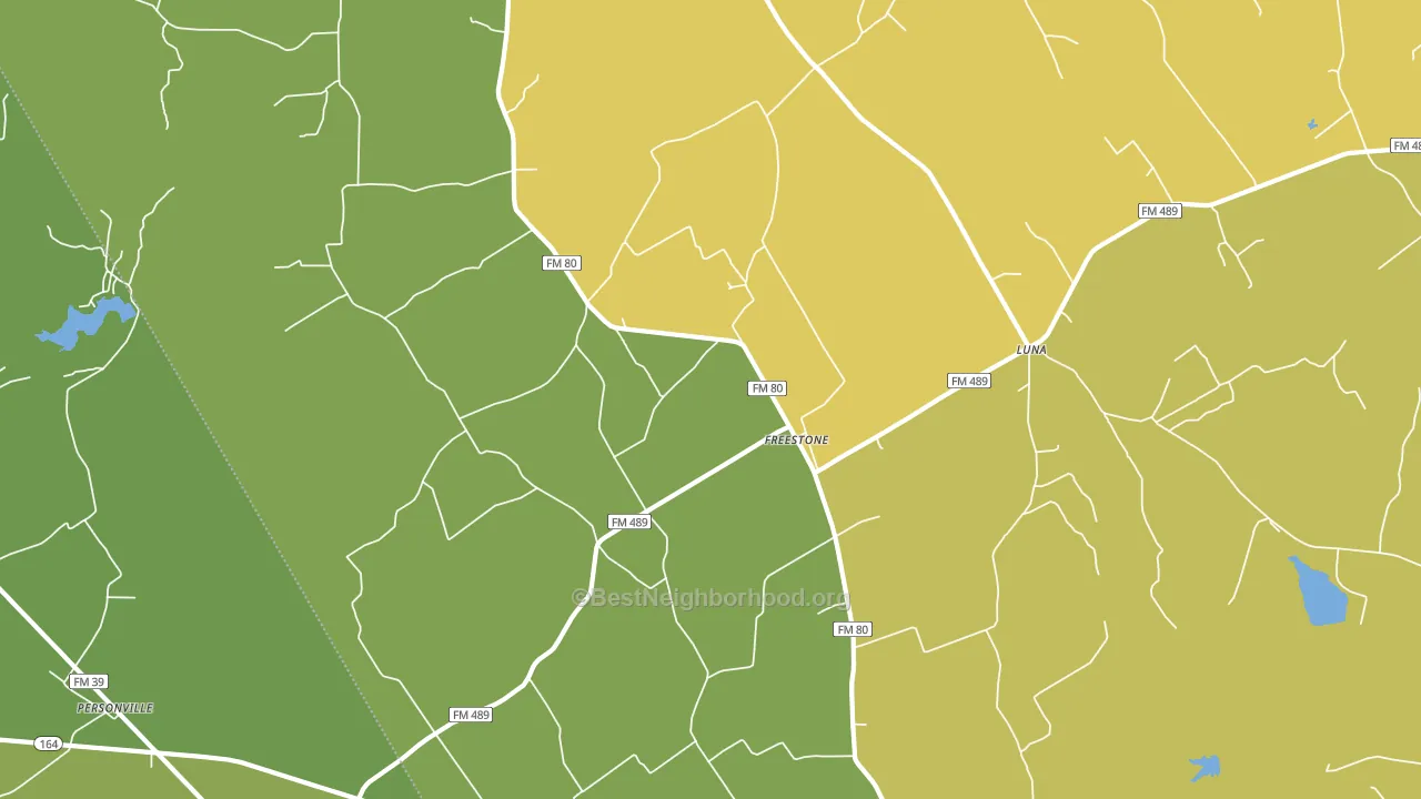 Freestone, TX block-group voter-turnout map