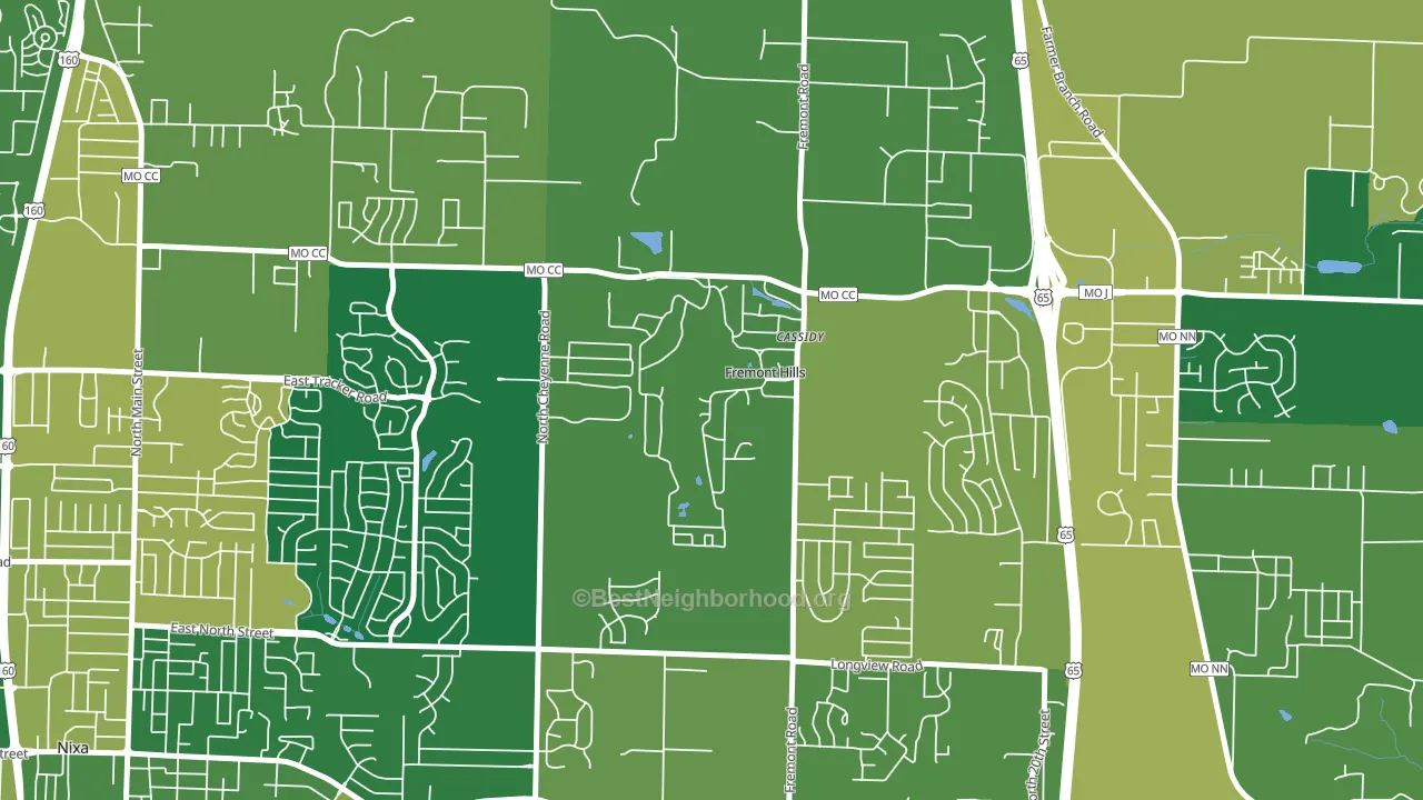 Fremont Hills, MO block-group voter-turnout map