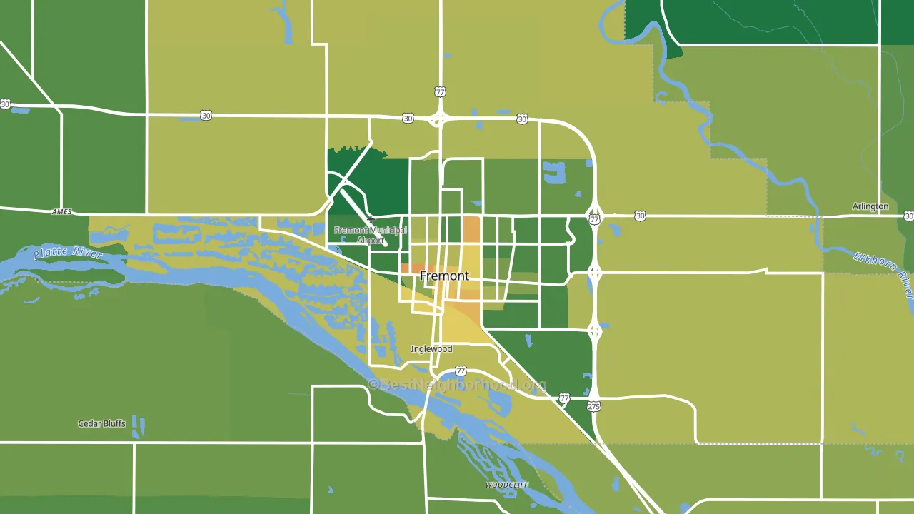 Fremont, NE block-group voter-turnout map