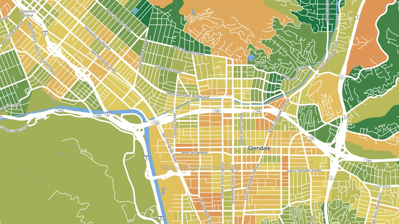 Fremont Park, Glendale, CA block-group voter-turnout map