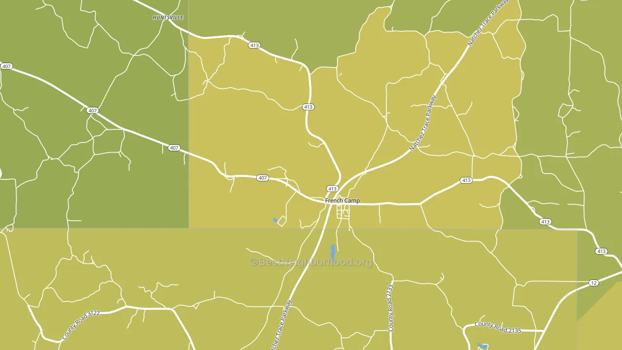 French Camp, MS block-group voter-turnout map