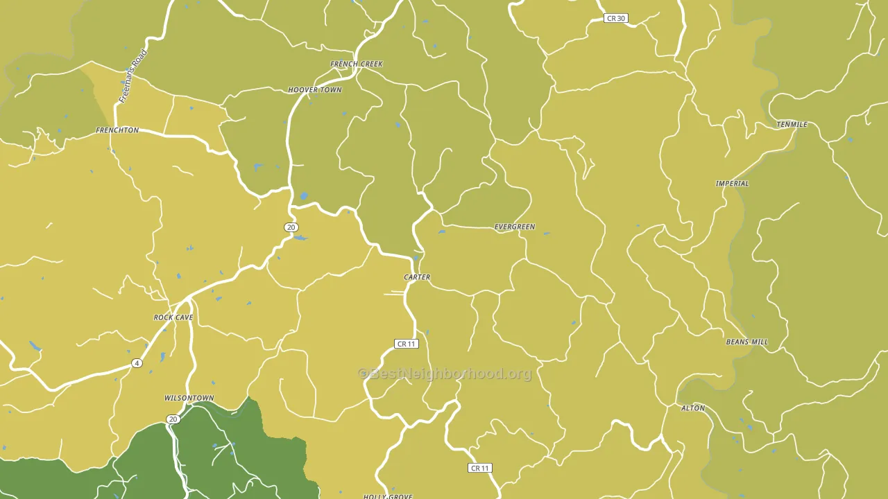 French Creek, WV block-group voter-turnout map