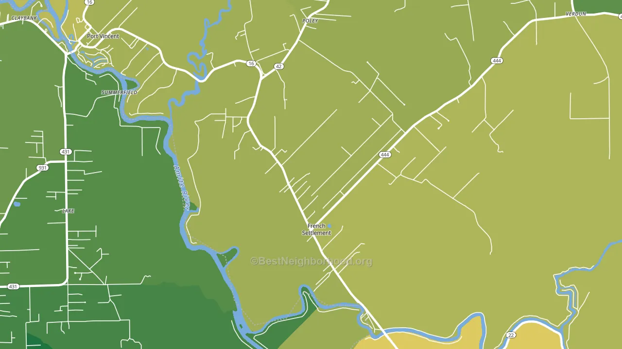 French Settlement, LA block-group voter-turnout map