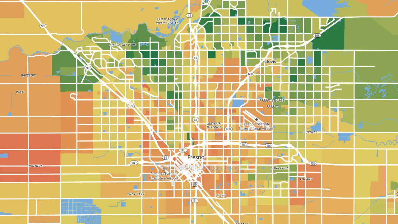 Fresno, CA block-group voter-turnout map