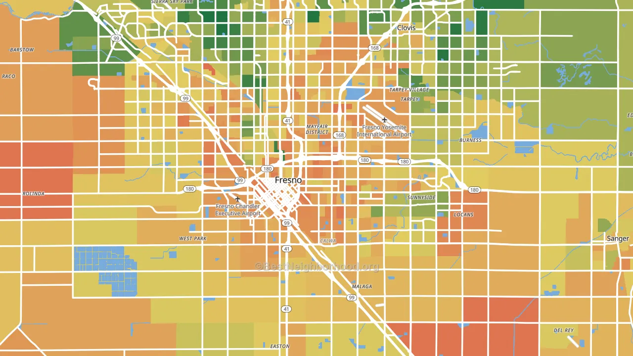 Fresno County, CA block-group voter-turnout map