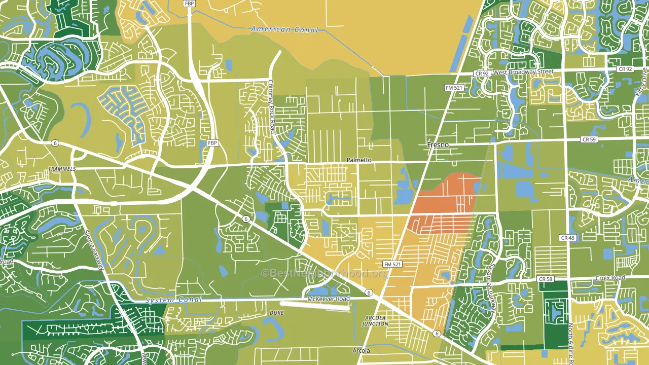 Fresno, TX block-group voter-turnout map