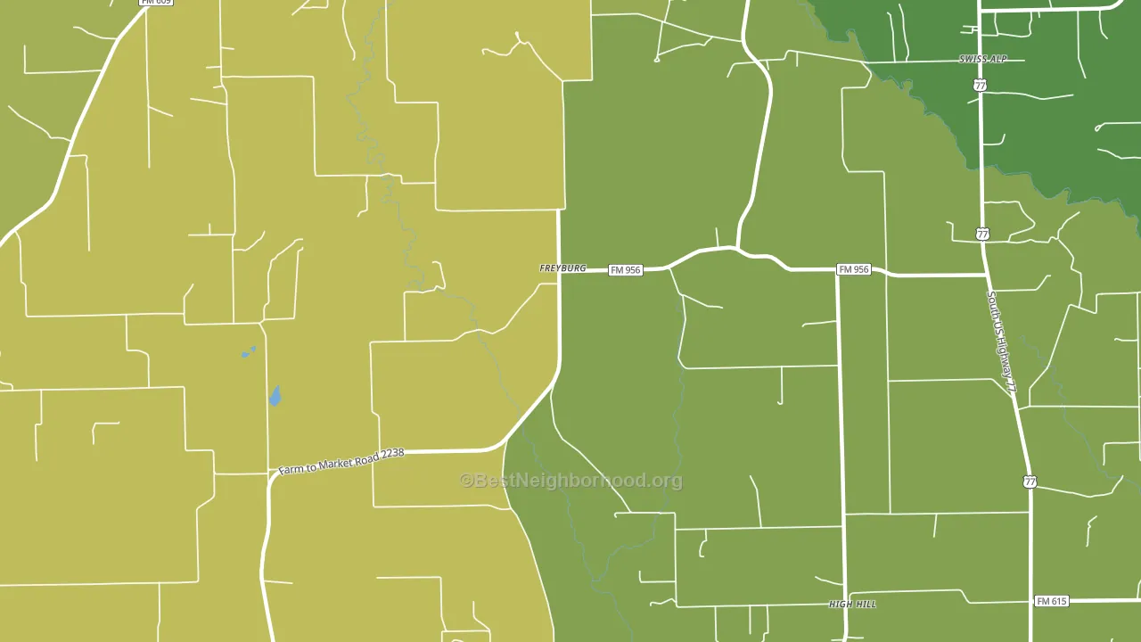 Freyburg, TX block-group voter-turnout map