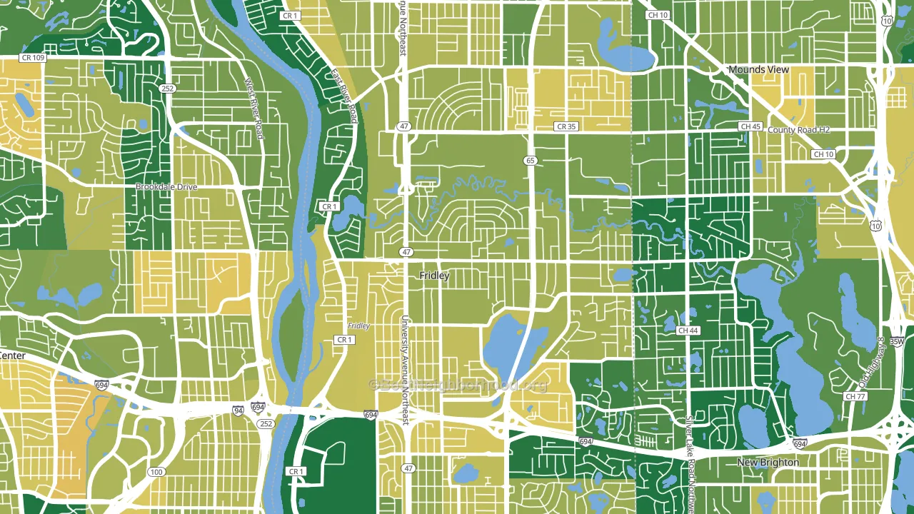 Fridley, MN block-group voter-turnout map